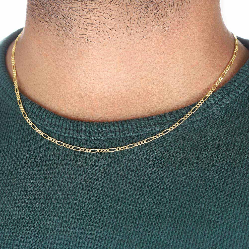 Yellow Gold 2.2mm Hollow Figaro Chain
