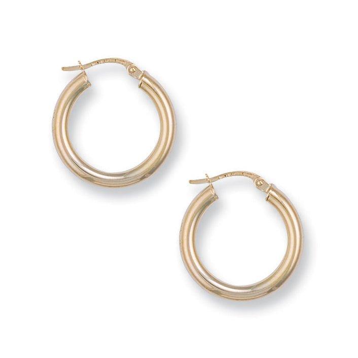 Yellow Gold 21mm Round Tube Hoop Earrings