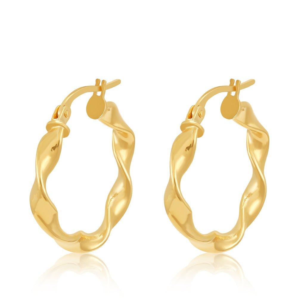 Yellow Gold 21mm Twisted Hoop Earrings - 1.0g