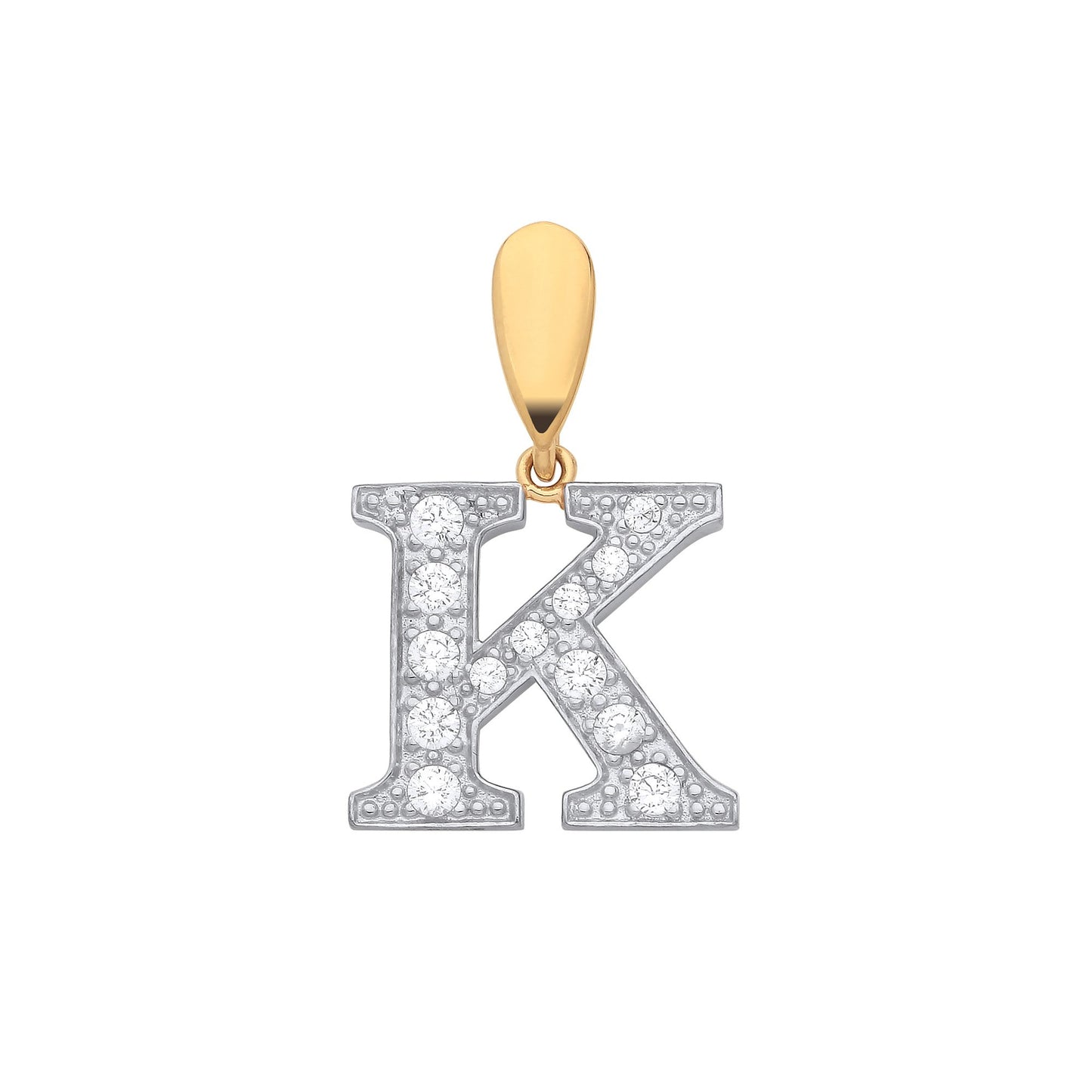 Yellow Gold Large Cubic Zirconia Initial Pendants
