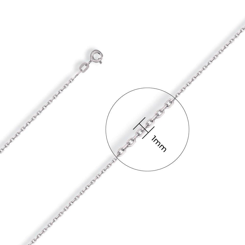White Gold 1.2mm Diamond Cut Oval Belcher Chain