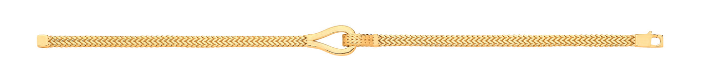 Yellow Gold Herringbone Style Hollow Hook Ladies Bracelet
