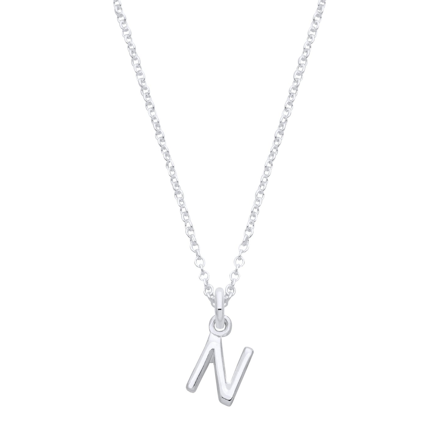 Silver Small Plain Initial 16" + 1" Necklace