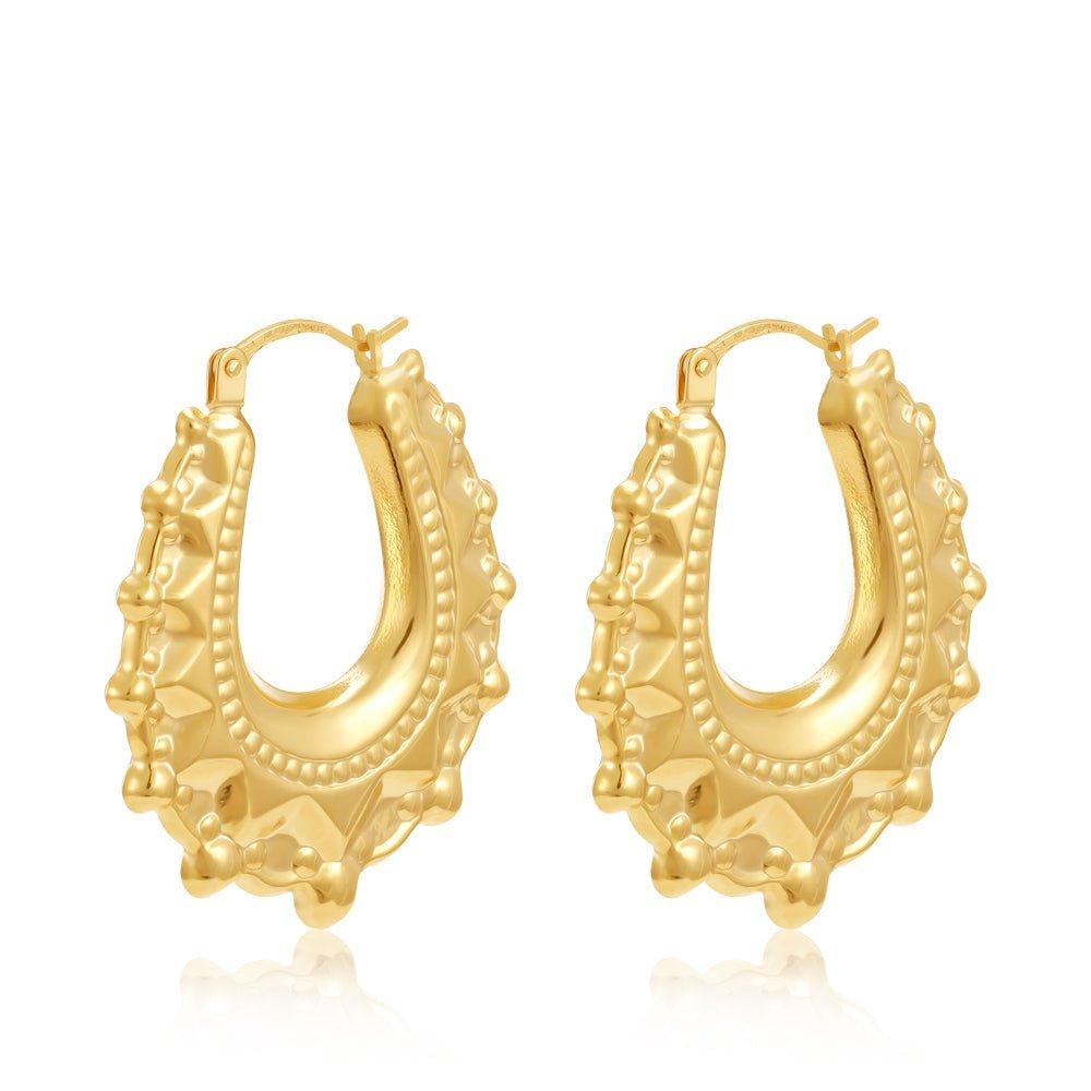 Yellow Gold Oval Spike Creole