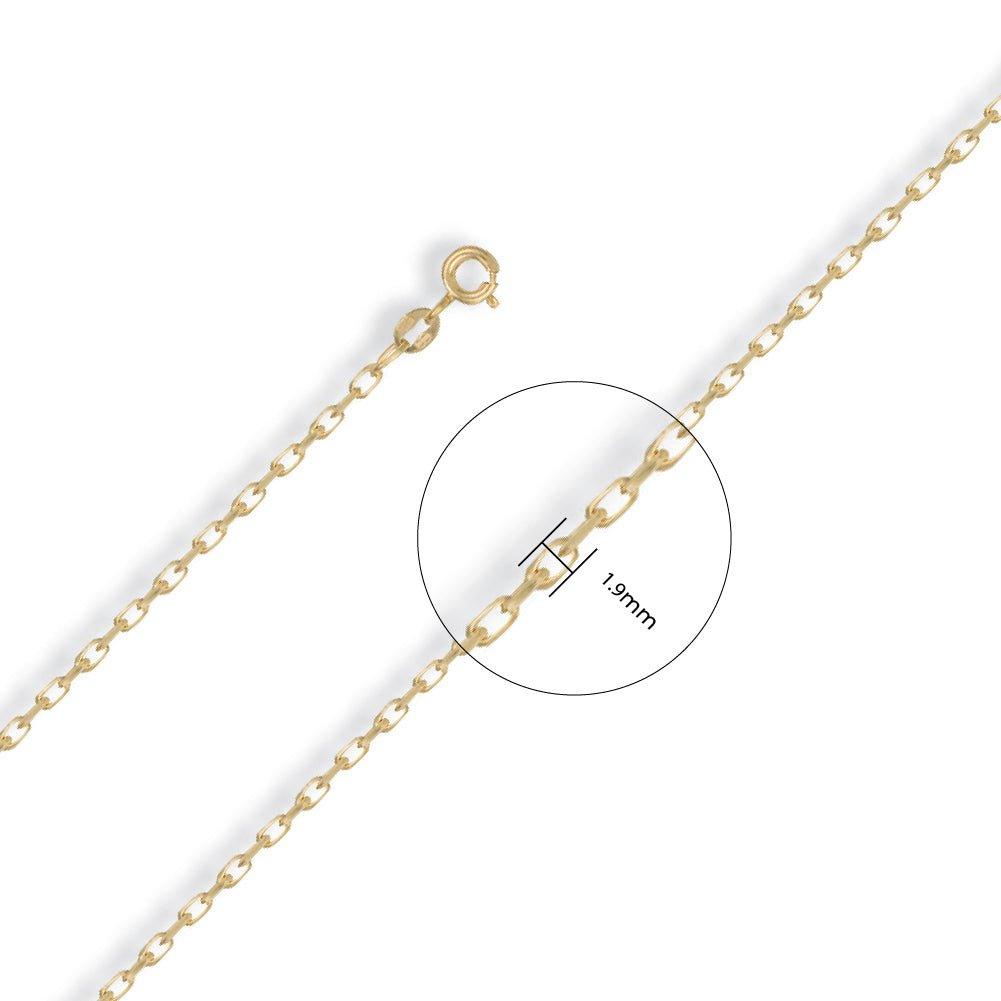 Yellow Gold 1.9mm Diamond Cut Oval Belcher Chain