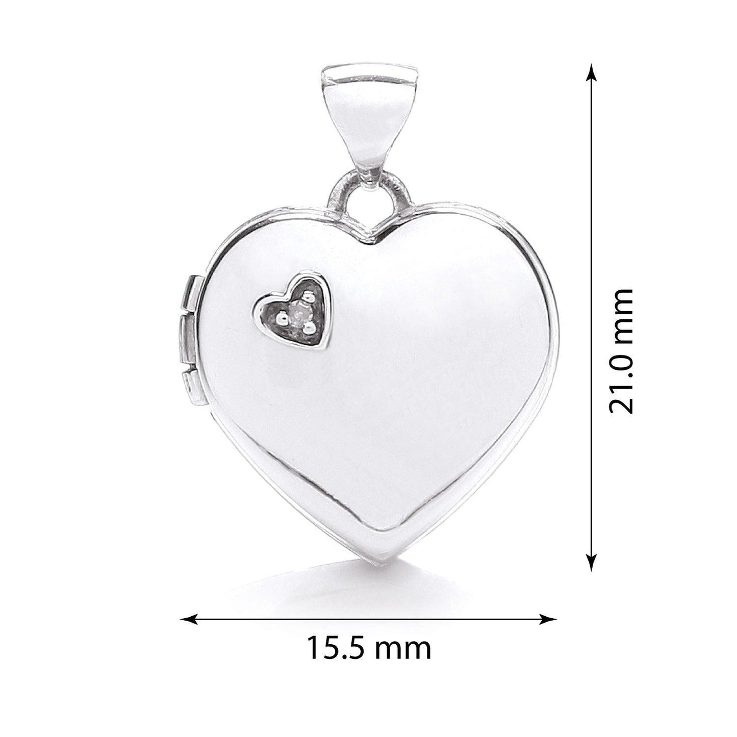 White Gold Heart Shape Locket with Diamond (HNN-511731)