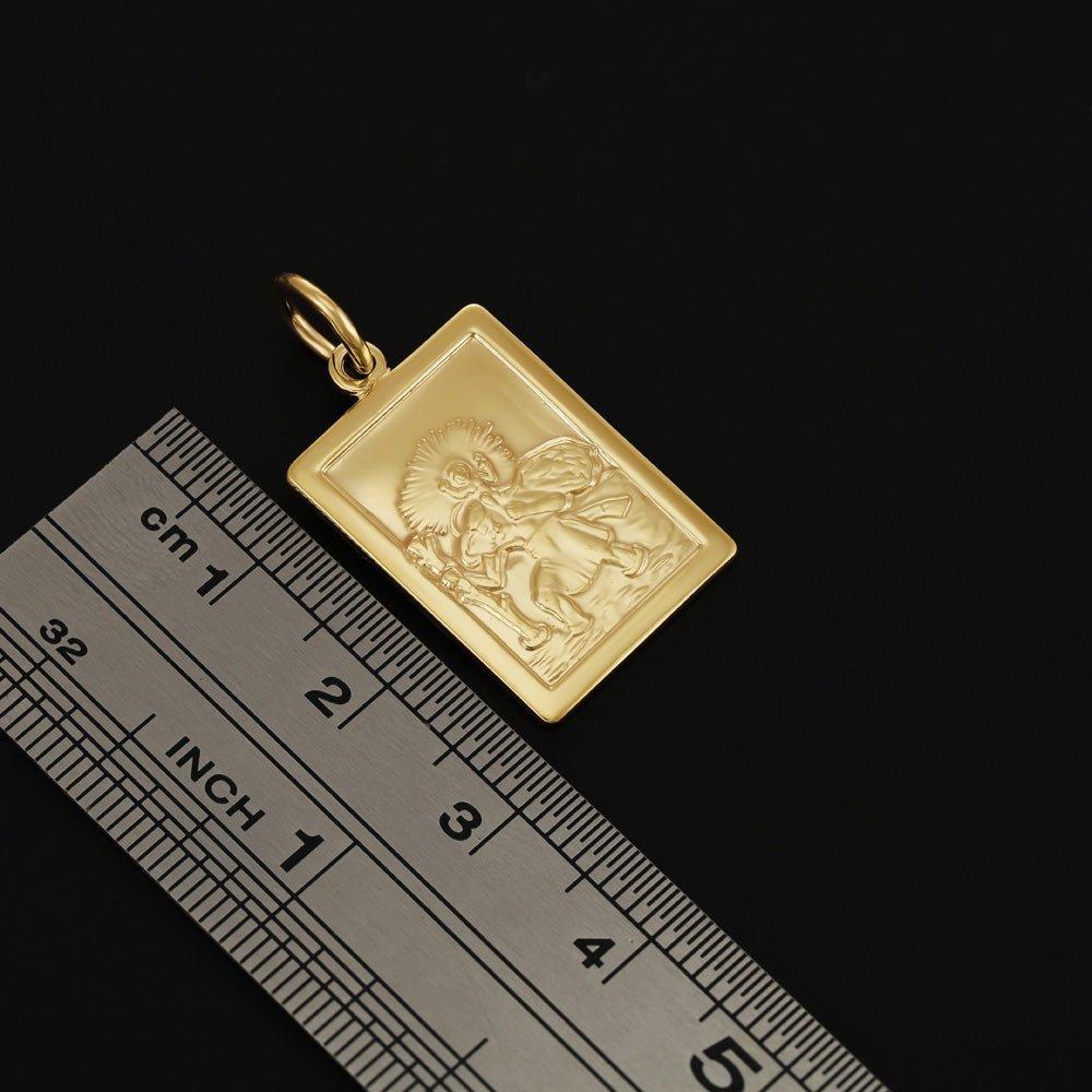 Yellow Gold Rectangular Shaped St. Christopher Pendant