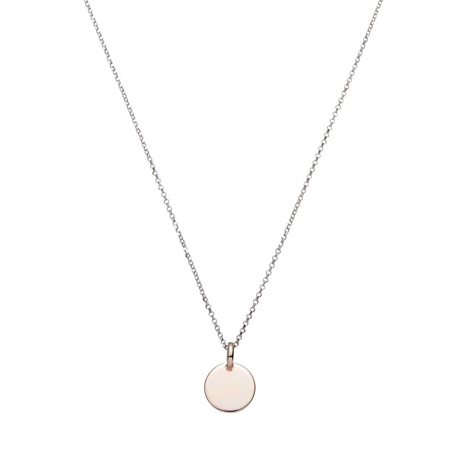 Silver Chain with Solid Rose Circle Pendant
