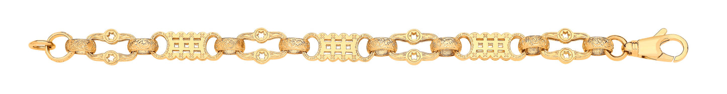 Yellow Gold Stars & Bars Gents Bracelet