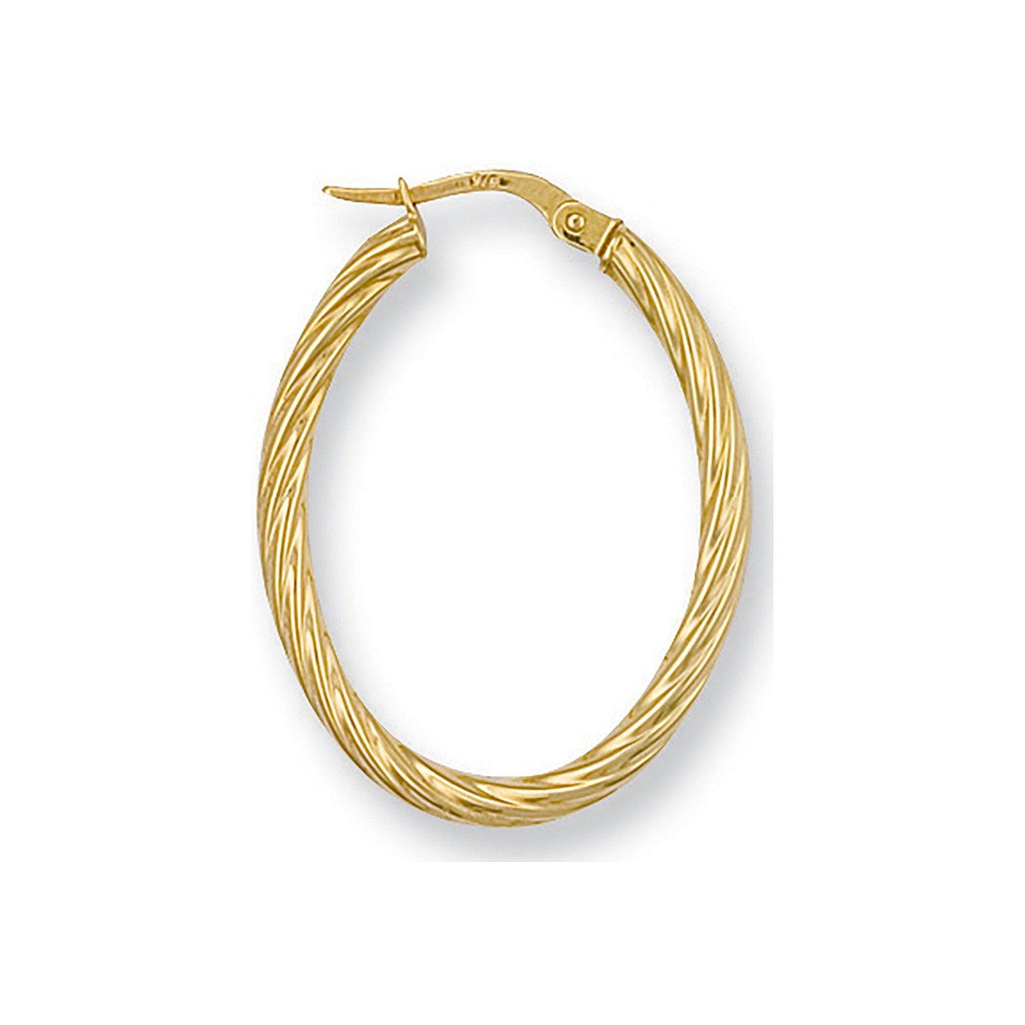 Yellow Gold Twisted Oval Hoop Earrings - 1.6g