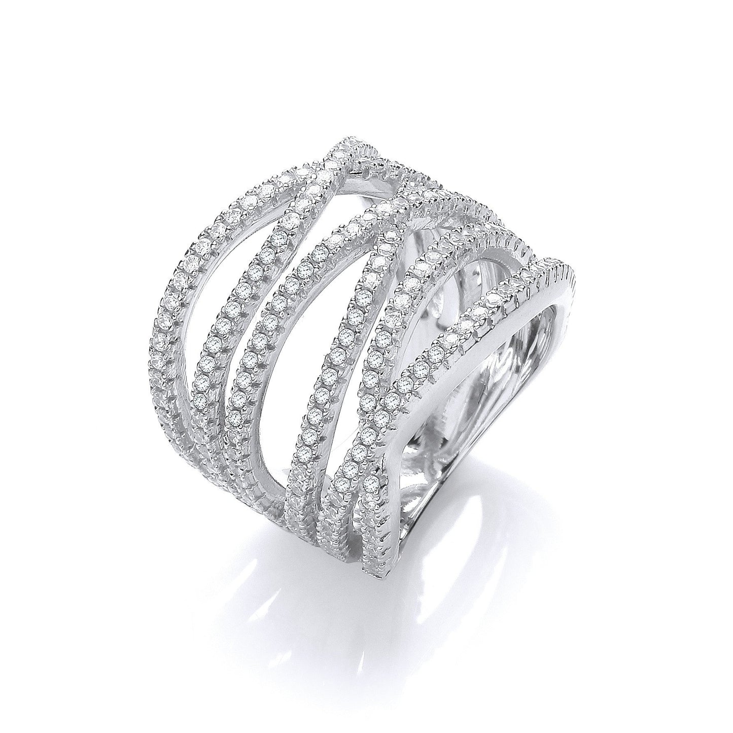 Micro Pave Six Rows of Clear Cubic Zirconia Ring