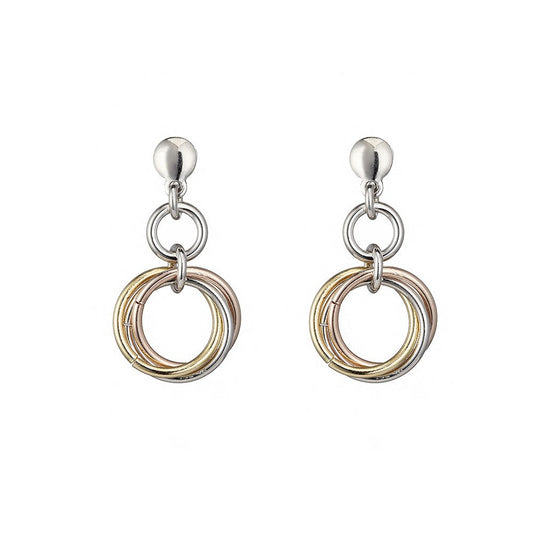 Silver, Rose & Yellow Circle Drop Earrings