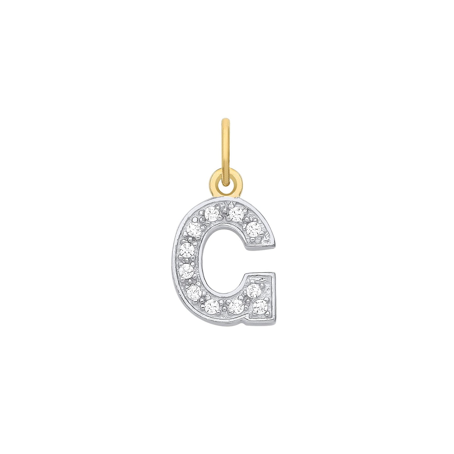 Yellow Gold Small Cubic Zirconia Initial Pendants