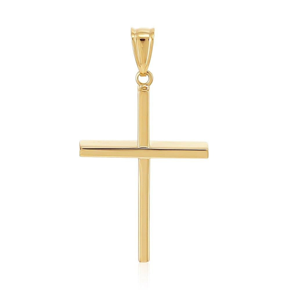 Yellow Gold Plain Hollow Cross - 19.7mm