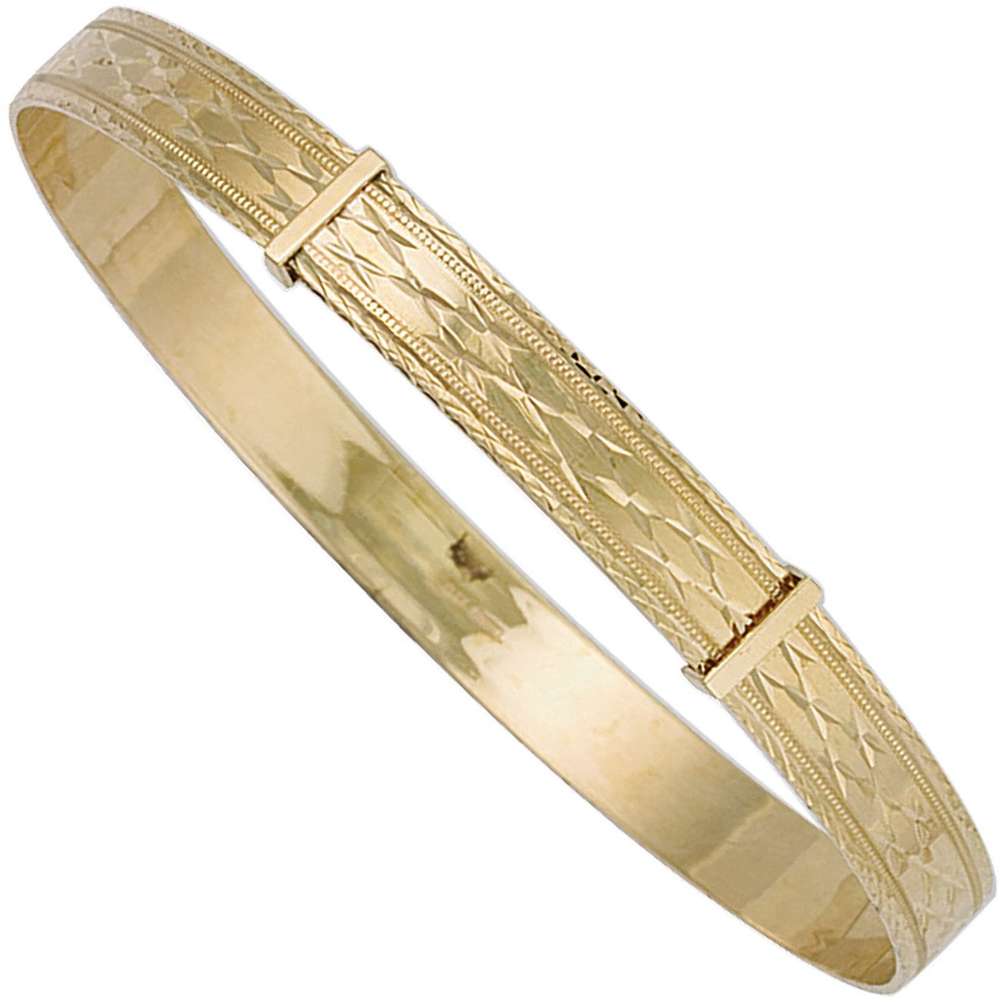 Yellow Gold 6mm Diamond Cut Expandable Slave Bangle