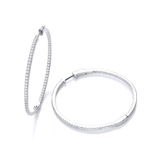 Micro Pave Big Round Hoop Cubic Zirconia Earrings