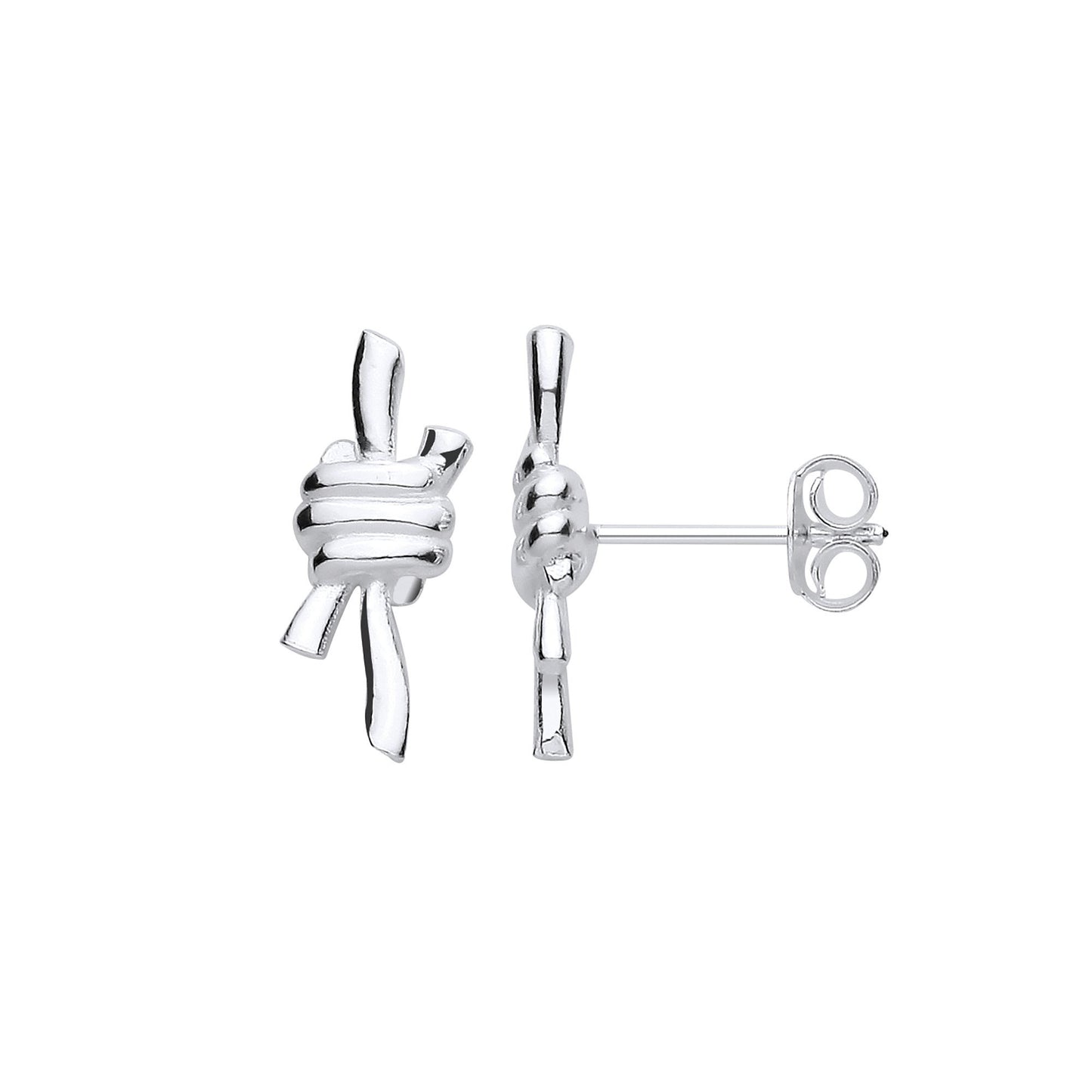 Silver Nautical Reef Knot Studs
