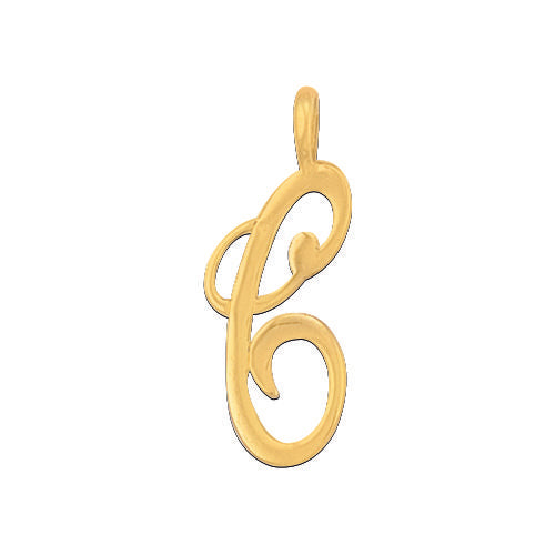 Yellow Gold Script Initial Pendant