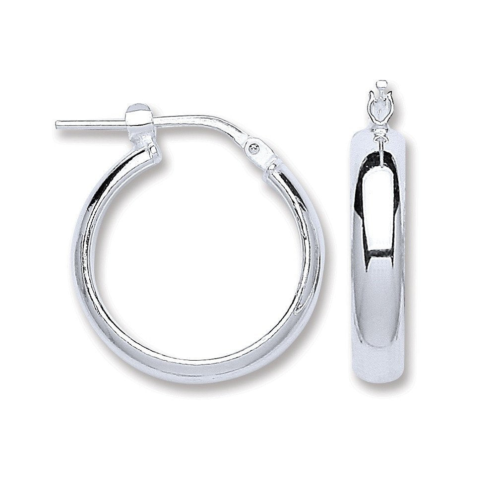 Silver D-Shaped Wedds Hoop Earrings - 4mm - 3.0g
