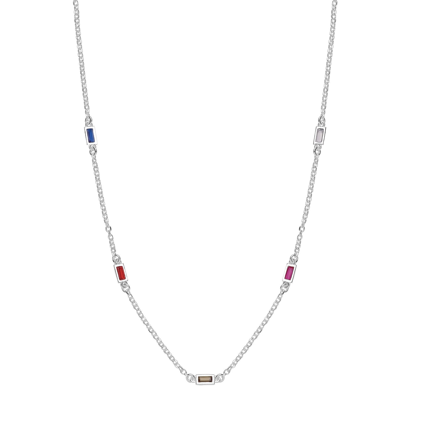 Silver Five Colour Cubic Zirconias Necklace /Bracelet