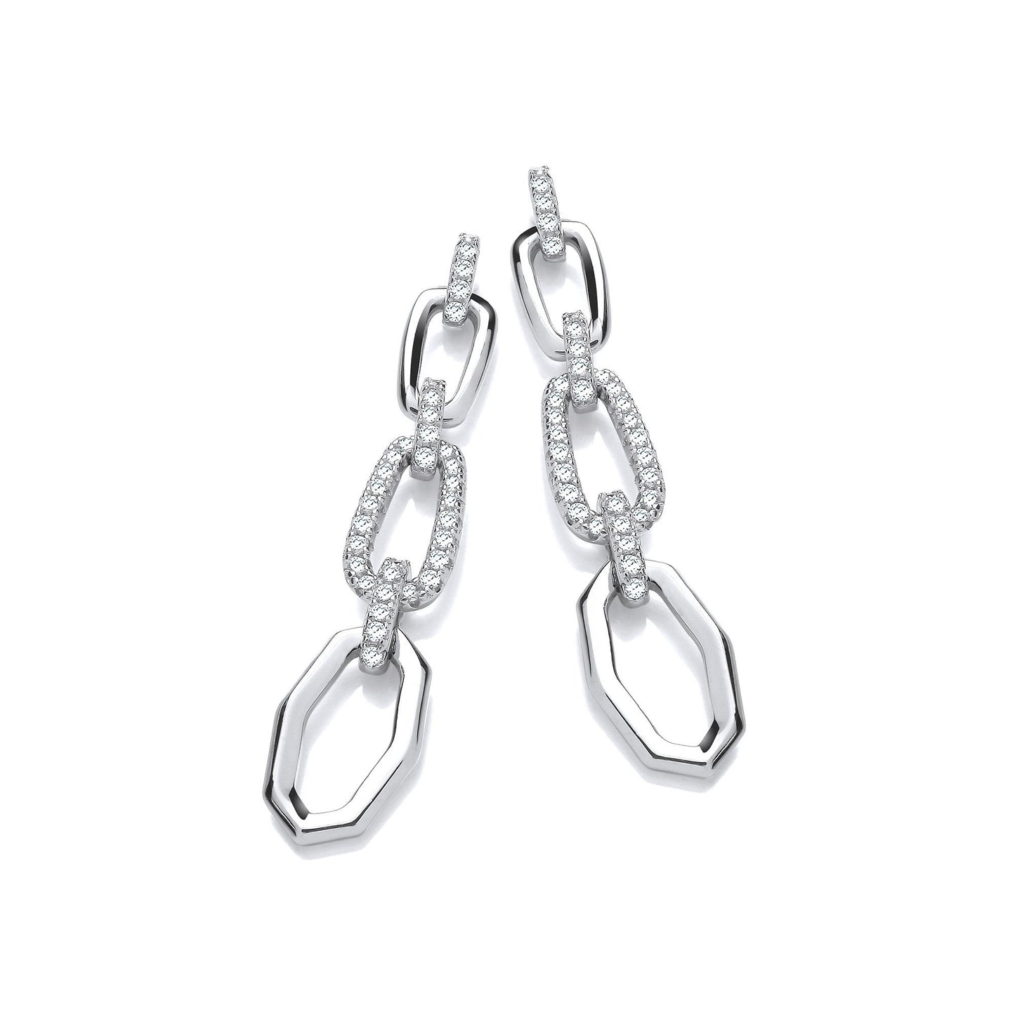Hollow Links Cubic Zirconia Drop Earrings