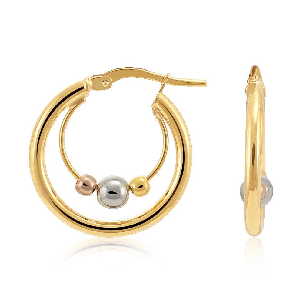 Yellow, White & Rose Gold 20mm Fancy Hoop Earrings