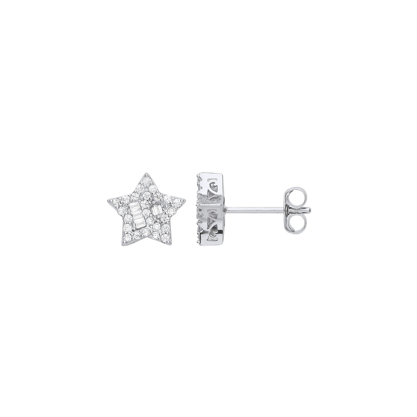 Silver Cubic Zirconia Star Studs