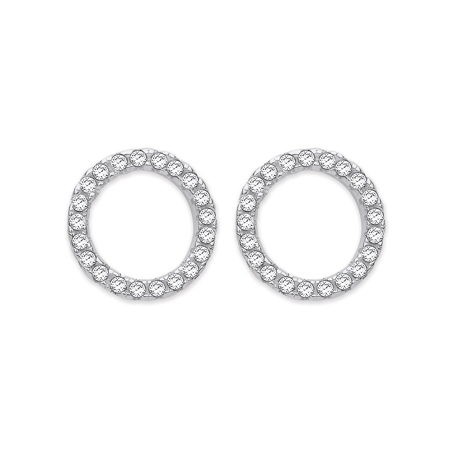 Silver Cubic Zirconia Circle of Life Stud Earrings
