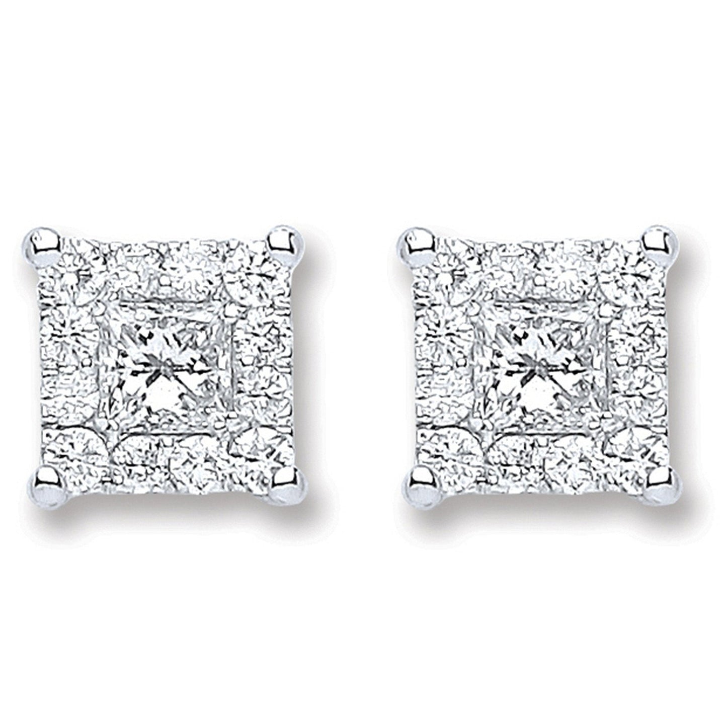 18ct White Gold 0.50ct Dia Stud Earrings - 6.6mm