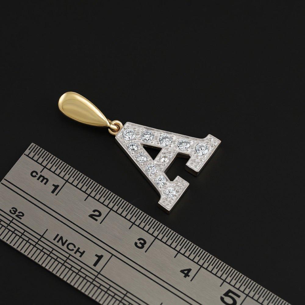 Yellow Gold Large Cubic Zirconia Initial Pendants