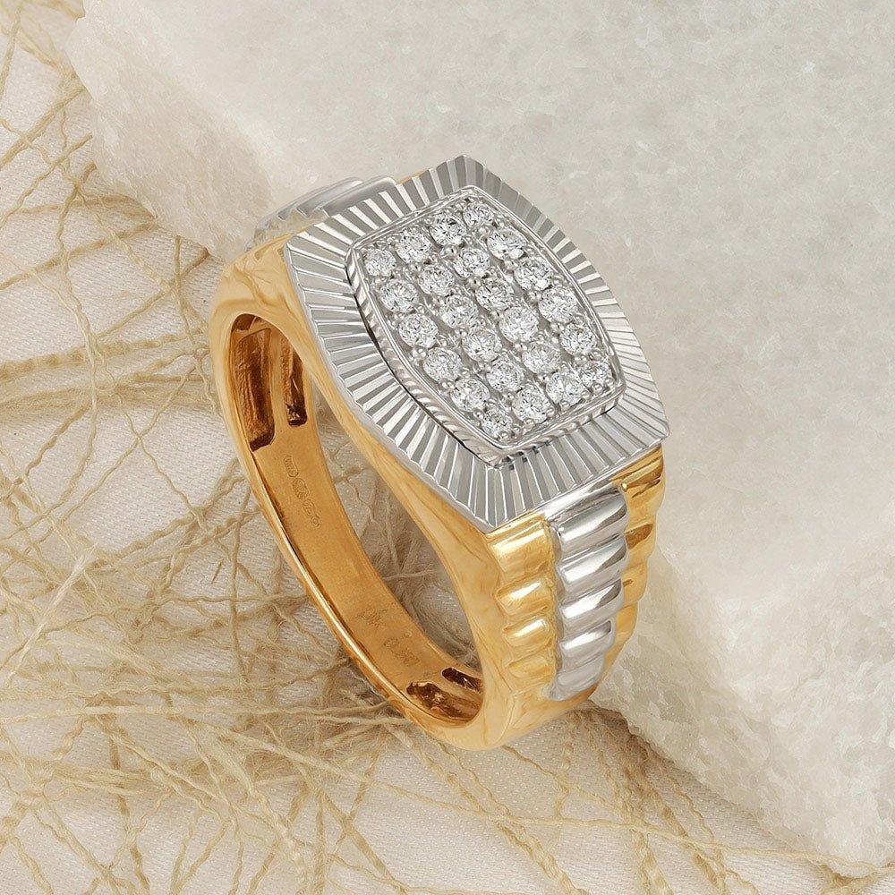 9ct Yellow White Gold 0.50ct Diamond Fancy Link Ring