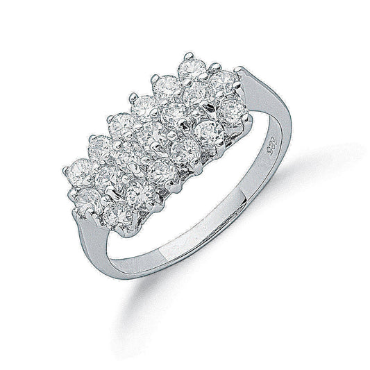 Silver Claw Set Cubic Zirconia Cluster Ring (HNN-AE937F)