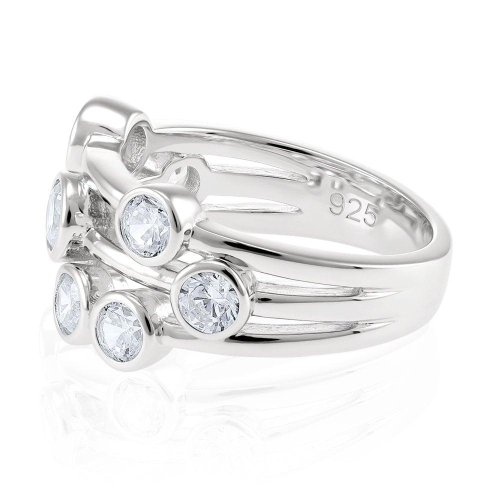 Timeless Style Rubover Set Cubic Zirconias Ring