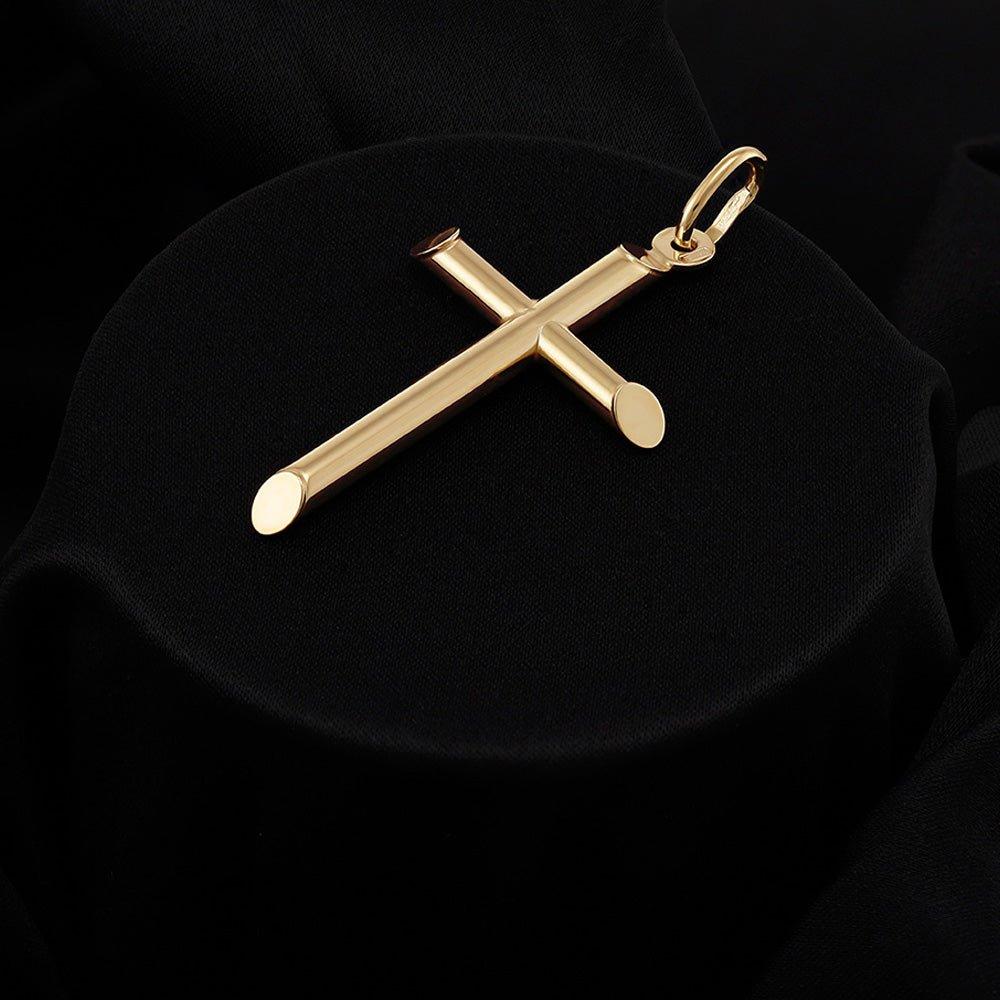Yellow Gold Round Tubed Cross - 21.4mm