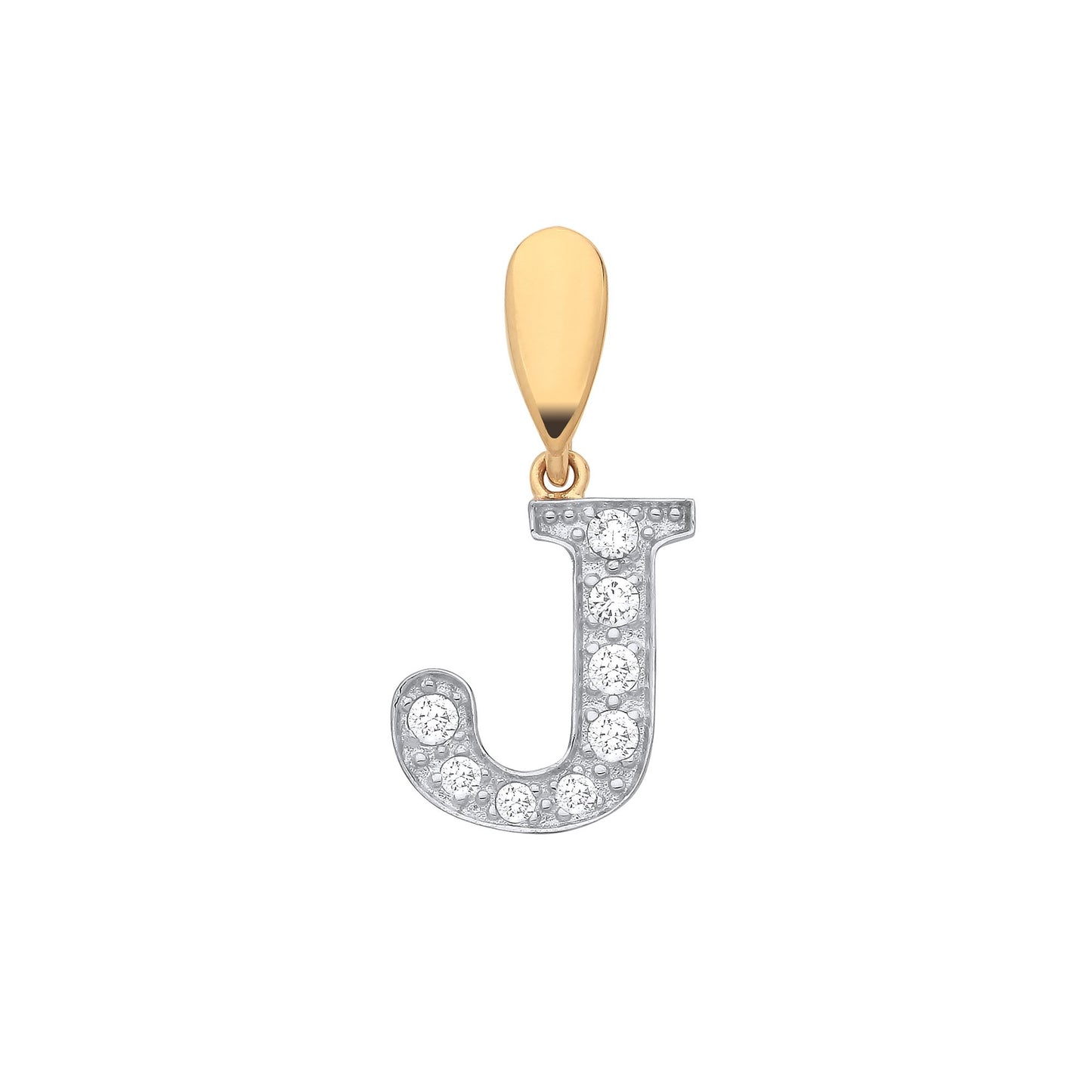 Yellow Gold Large Cubic Zirconia Initial Pendants