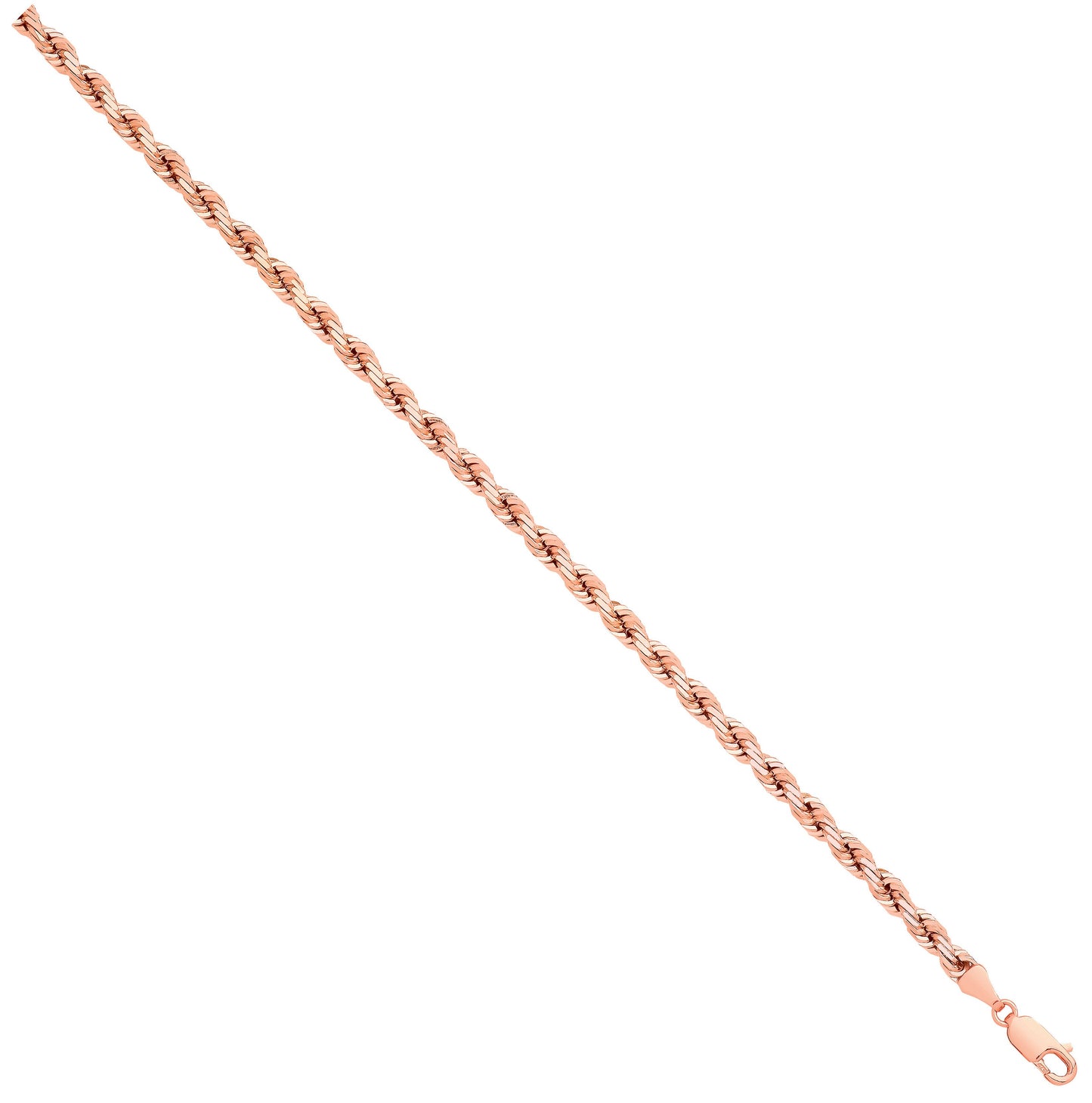 Rose Gold Solid Diamond Cut 4.2mm Rope Chain