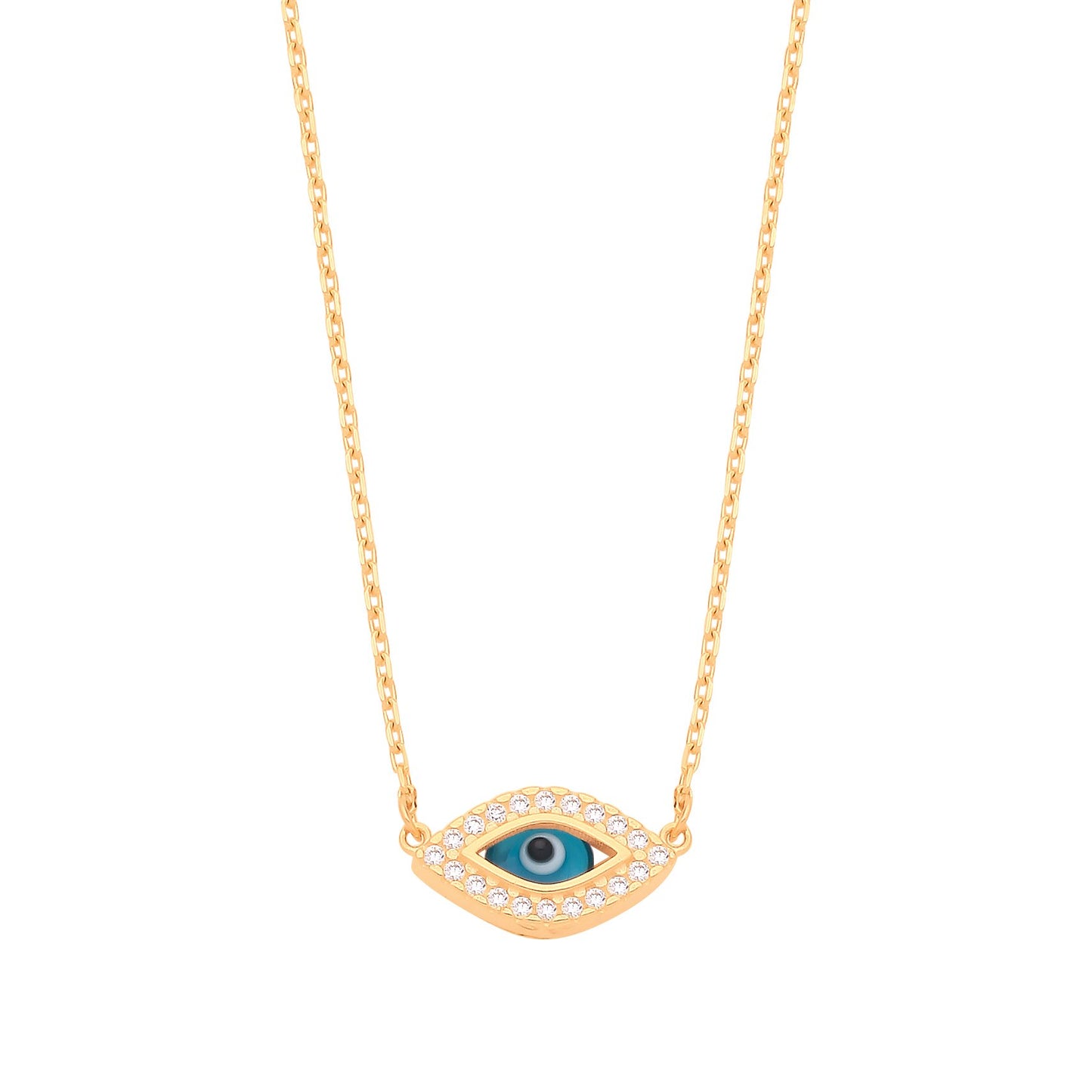 Yellow Gold Evil Eye 17" Necklace