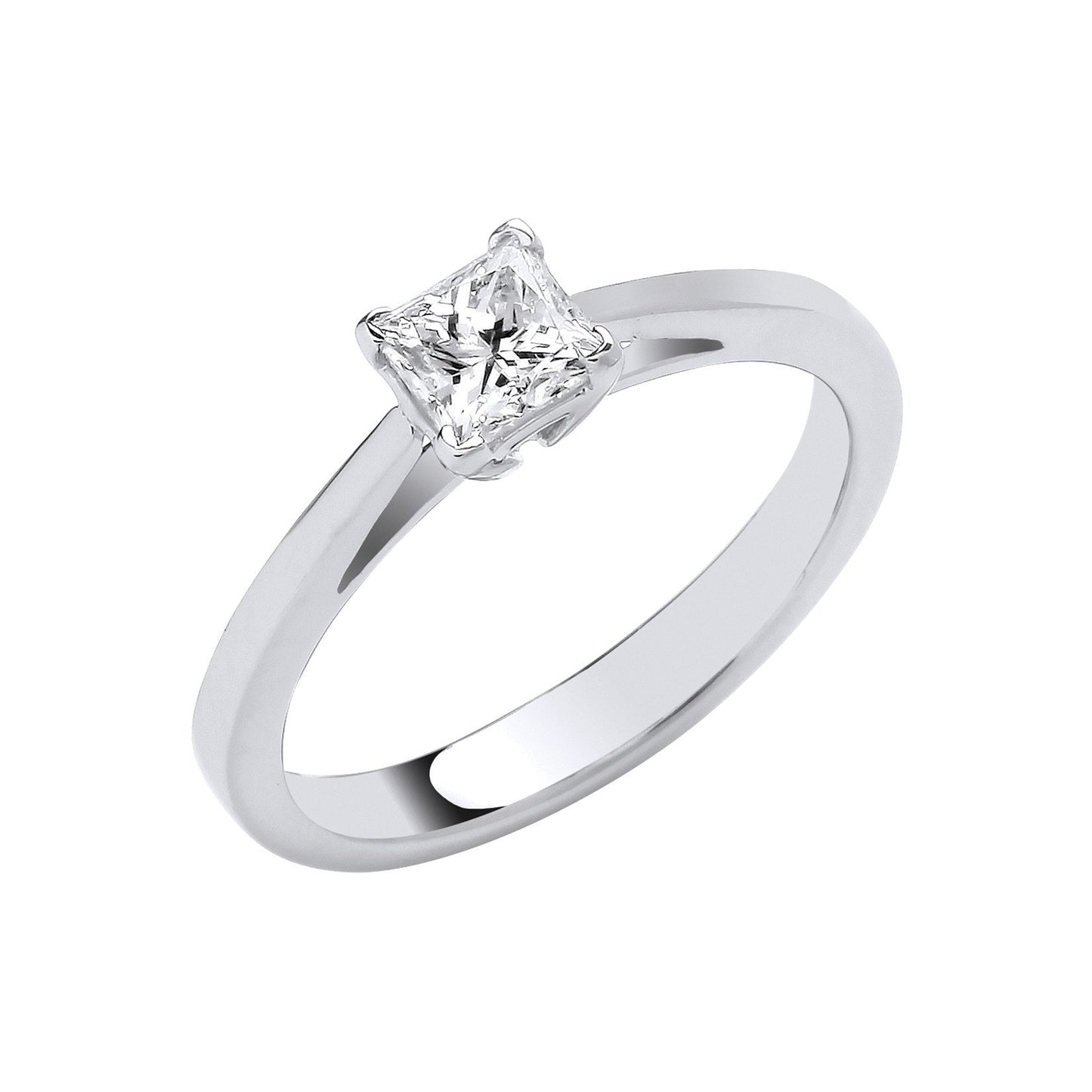 Platinum 0.50ct G/H-SI Princess Cut Diamond Engagement Ring