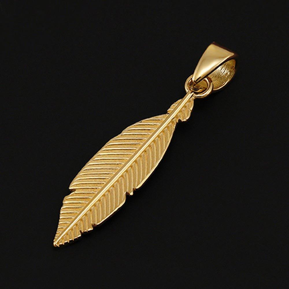 Yellow Gold Feather Leaf Pendant