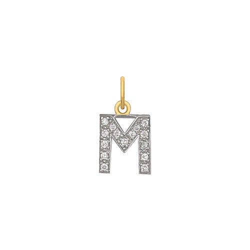 Yellow Gold Small Cubic Zirconia Initial Pendants