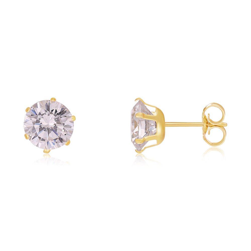 9ct Yellow Gold 7mm Claw Set Cubic Zirconia Studs