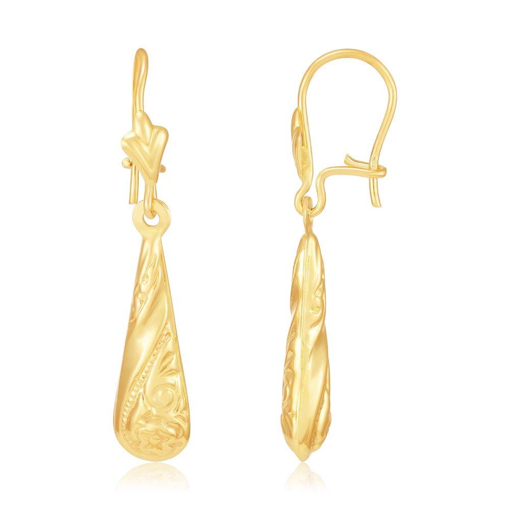 Yellow Gold Patterned Drops - 0.9g