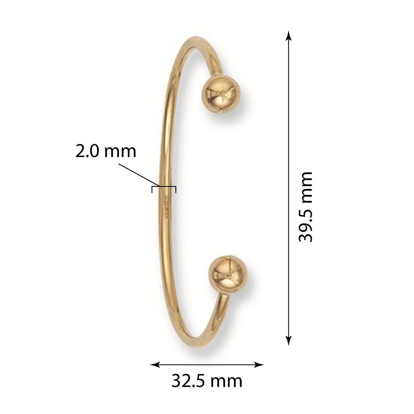 Yellow Gold Hollow Baby Torque Bangle
