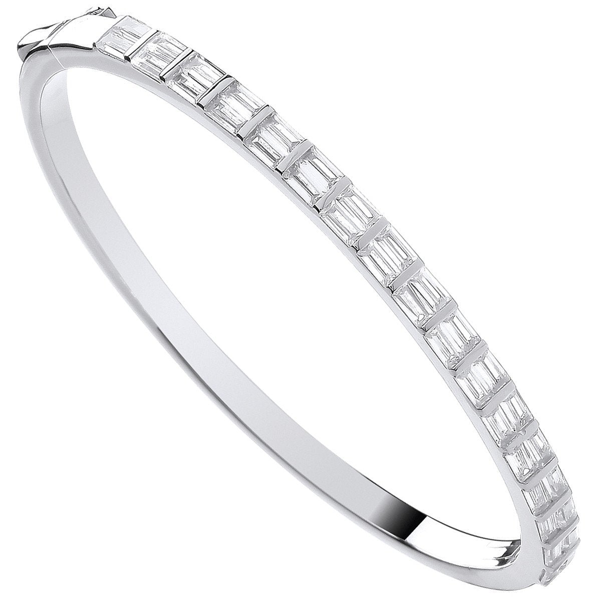 Silver Baguette Cubic Zirconias Ladies Bangle