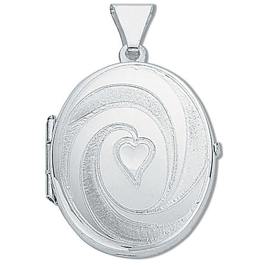 Silver Medium Engraved Oval Shaped Locket (HNN-EAF217)