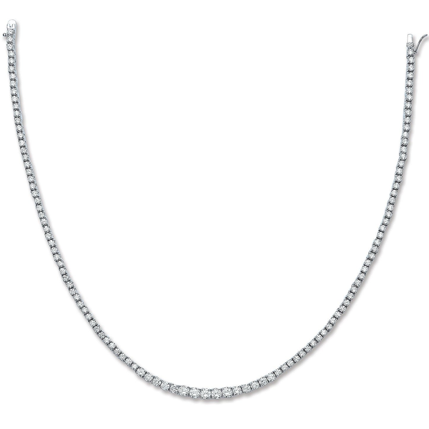 Silver Graduated Cubic Zirconia Tennis Collarette 17"