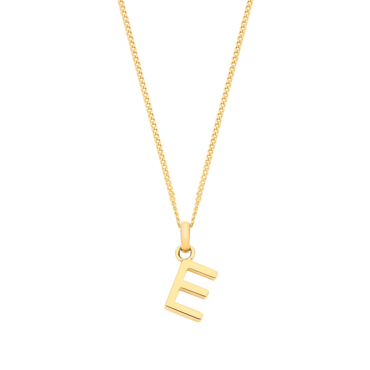 Yellow Gold Small Plain Initial on 18" Curb Chain