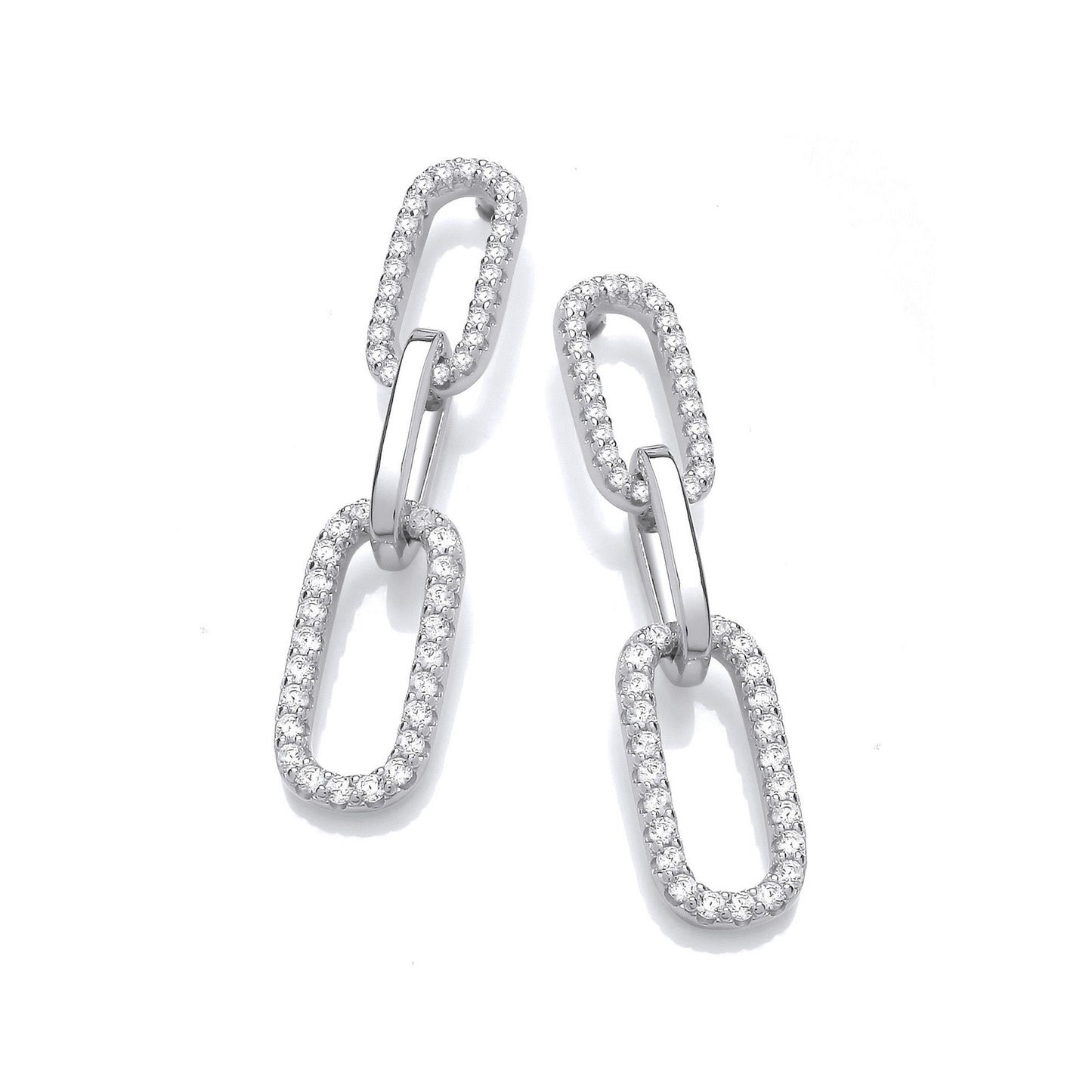 Paper Clip Micro Pave Cubic Zirconia Drop Earrings