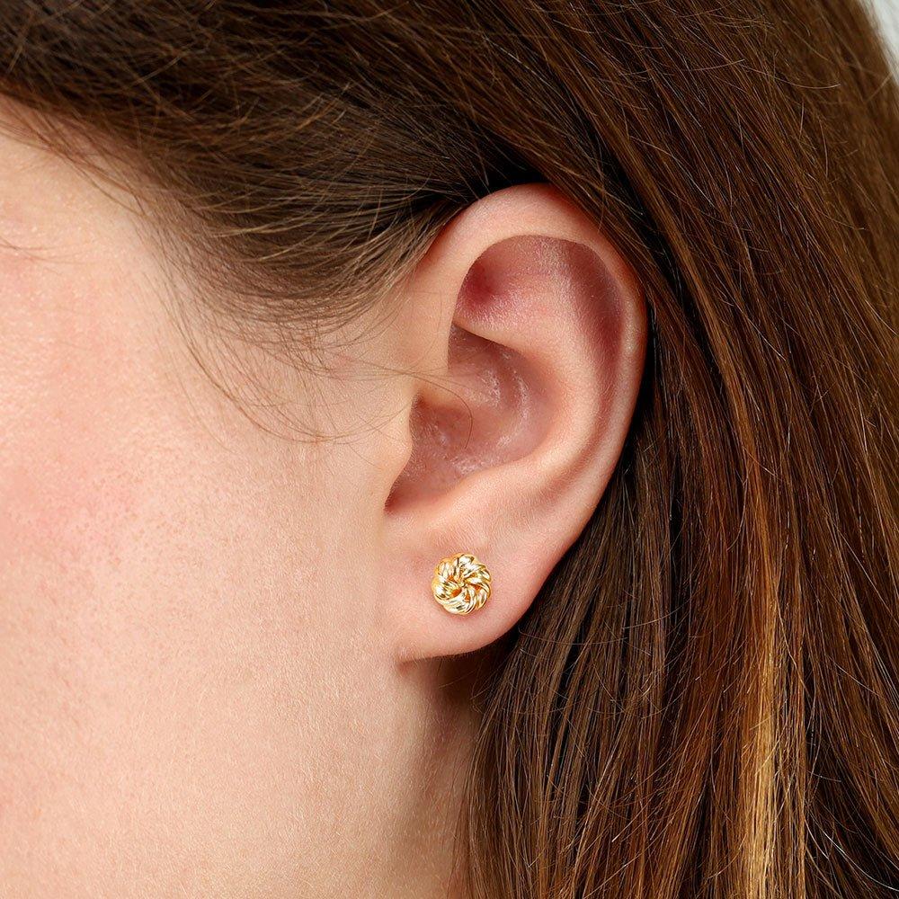 9ct Yellow, White & Rose Gold Tight Knot Studs