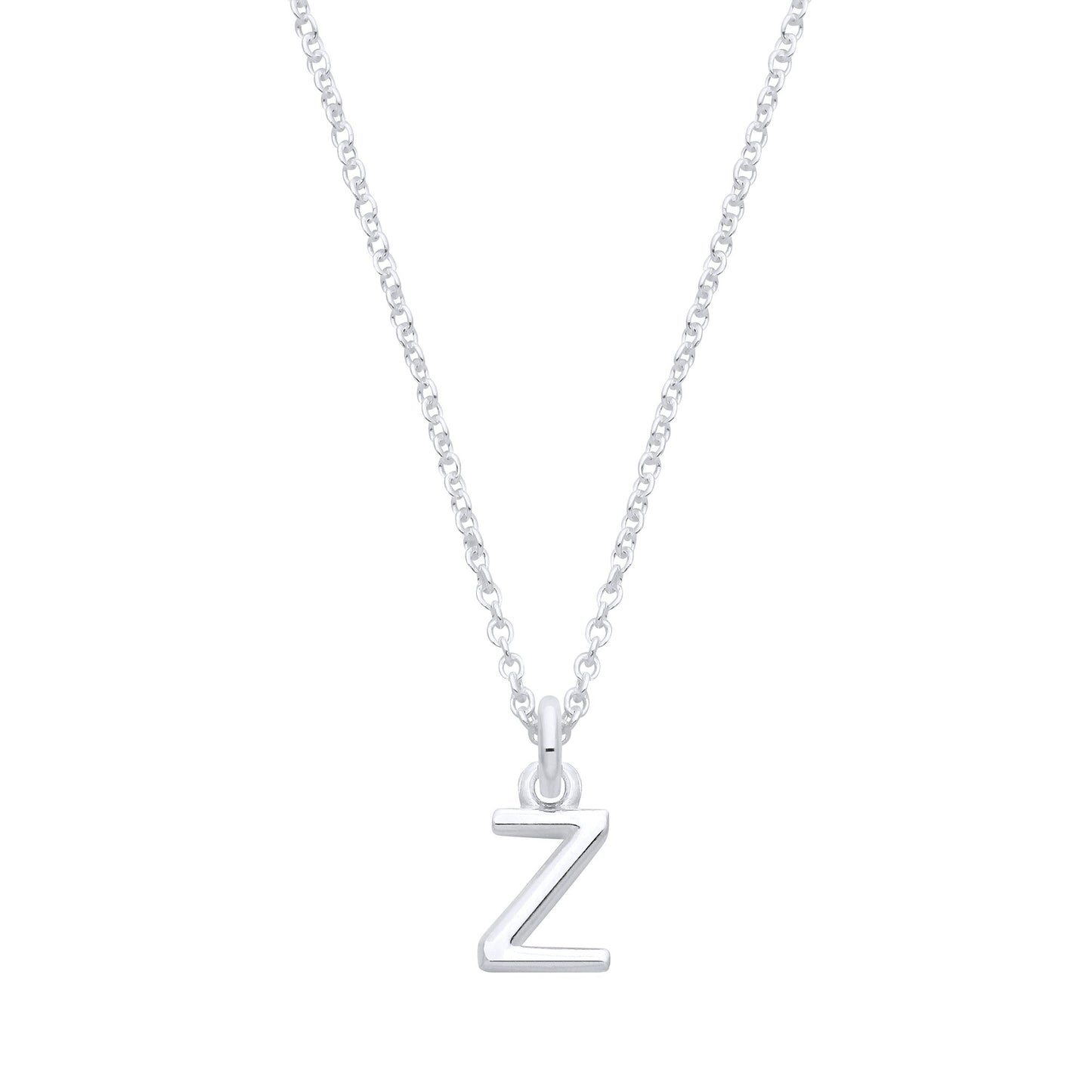 Silver Small Plain Initial 16" + 1" Necklace